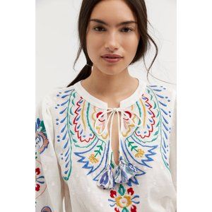 Anthropologie Forever That Girl Embroidered Peplum Blouse